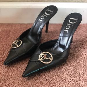 Christian Dior black heeled mules